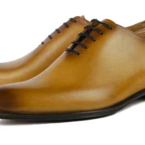 Almond Tan Wholecut Oxford Shoes for Men – Premium Leather Formal Style