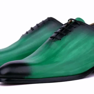 Wholecut OxforAcd Dress Shoes in Custom Patina Green – Handmade Elegance