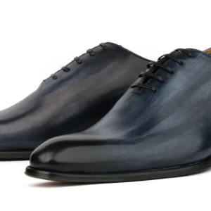Wholecut Oxford Dress Shoes in Custom Patina Grey – Handmade Elegance