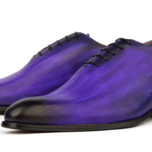 Wholecut Oxford Dress Shoes in Custom Patina Purple – Handmade Elegance