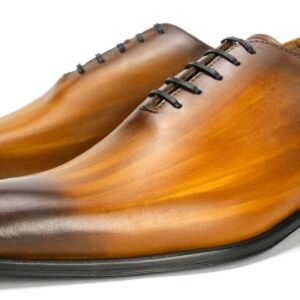Wholecut Oxford Dress Shoes in Custom Patina Tan – Handmade Elegance