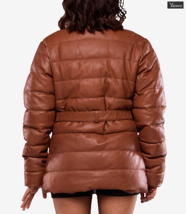 Robin Women's Camel Real Leather Puffer Jacket with Premium Insulation - Image 2