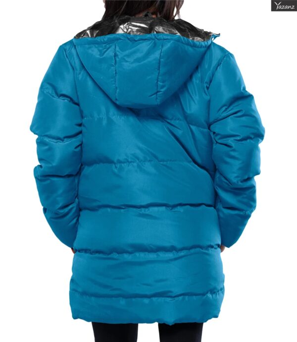 Reid Womens Insulated Leather Puffer Coat (Blue & Navy Blue) - Image 2