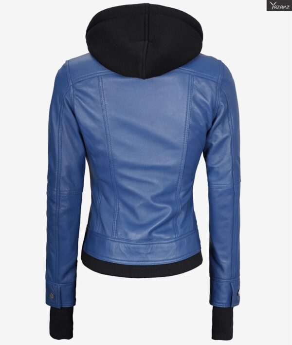 Blaze Women's Blue Bomber Jacket  Removable Hood Included - Image 2