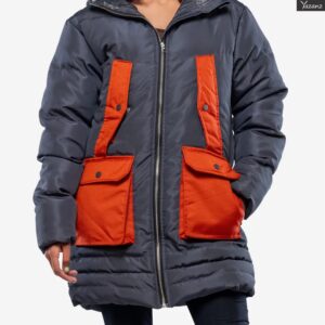 Reid Womens Insulated Leather Puffer Coat (Dark Grey)