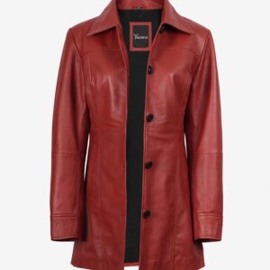 Womens Genuine Lambskin Leather Red Coat