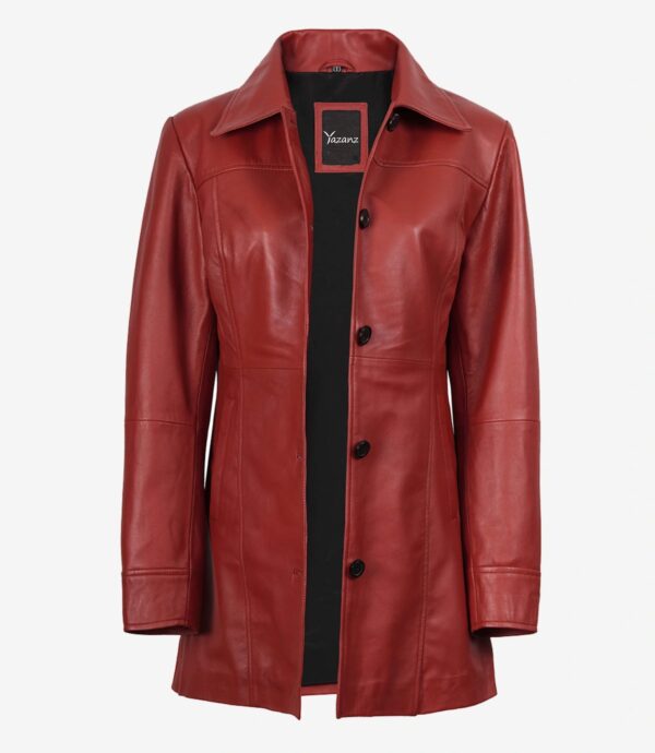 Womens Genuine Lambskin Leather Red Coat