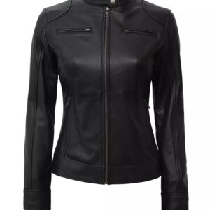 Women's Black Lambskin Leather Biker Jacket