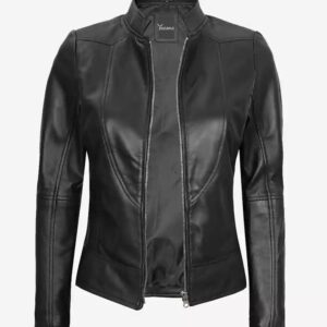 Women's Black Leather Biker Jacket