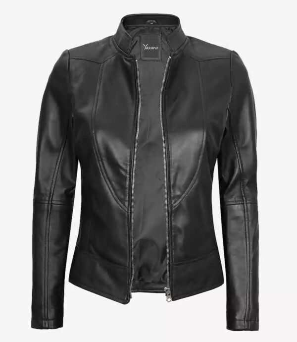 Women's Black Leather Biker Jacket