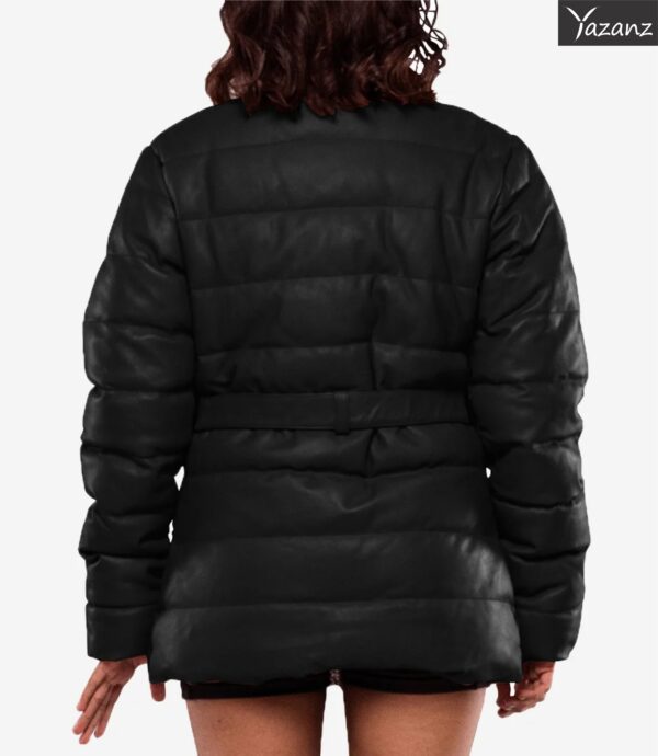 Robin Women's Black Real Leather Puffer Jacket with Premium Insulation - Image 2