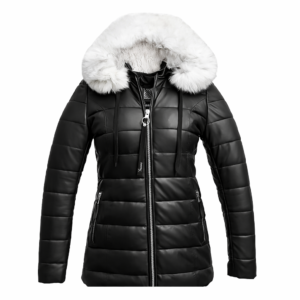 Robin Women's Black Real Leather Puffer Jacket with Premium Insulation